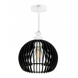 Lampa kinkiet ścienny regulowany LOFT klosz czarny kula 36 Drewno na 1x E27