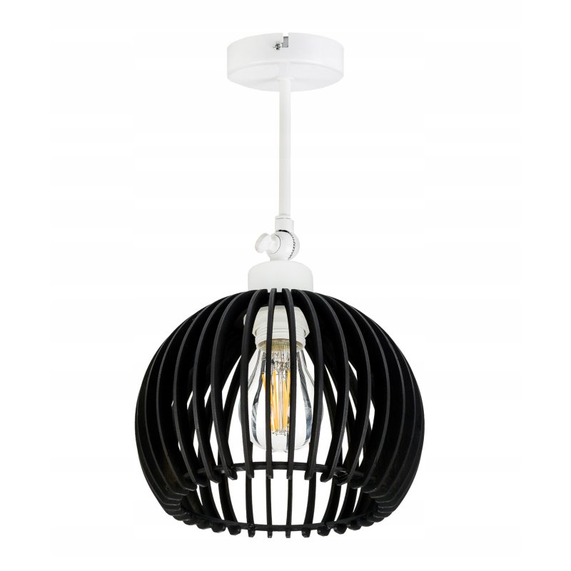 Lampa kinkiet ścienny regulowany LOFT klosz czarny kula 36 Drewno na 1x E27