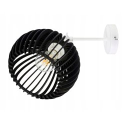 Lampa kinkiet ścienny regulowany LOFT klosz czarny kula 36 Drewno na 1x E27