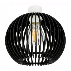 Lampa kinkiet ścienny regulowany LOFT klosz czarny kula 36 Drewno na 1x E27