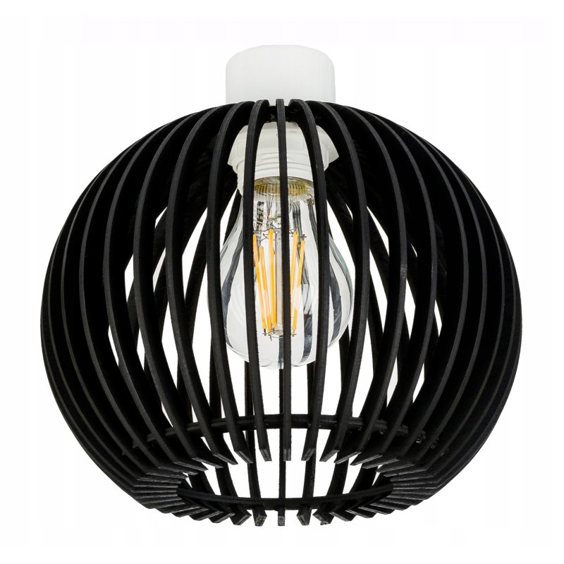 Lampa kinkiet ścienny regulowany LOFT klosz czarny kula 36 Drewno na 1x E27