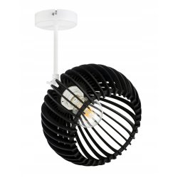 Lampa kinkiet ścienny regulowany LOFT klosz czarny kula 36 Drewno na 1x E27