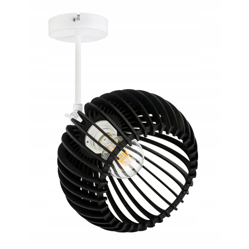 Lampa kinkiet ścienny regulowany LOFT klosz czarny kula 36 Drewno na 1x E27