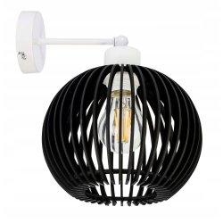 Lampa kinkiet ścienny stały prosty LOFT klosz kula 40 Drewno czarne 1x E27