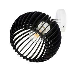 Lampa kinkiet ścienny regulowany LOFT klosz czarny kula 36 Drewno na 1x E27