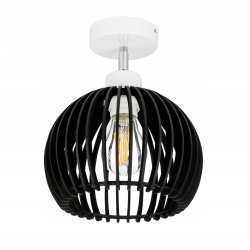 Lampa kinkiet ścienny regulowany LOFT klosz czarny kula 36 Drewno na 1x E27