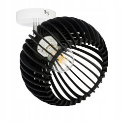 Lampa kinkiet ścienny regulowany LOFT klosz czarny kula 36 Drewno na 1x E27