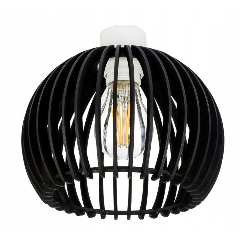 Lampa kinkiet ścienny regulowany LOFT klosz czarny kula 36 Drewno na 1x E27