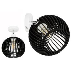 Lampa kinkiet ścienny REGULOWANY BIAŁY LOFT klosz kula 40 Drewno na 1x E27