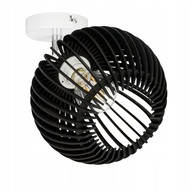 Lampa kinkiet ścienny REGULOWANY BIAŁY LOFT klosz kula 40 Drewno na 1x E27