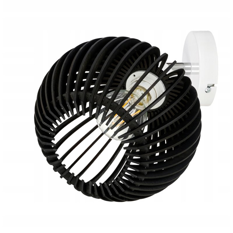 Lampa kinkiet ścienny REGULOWANY BIAŁY LOFT klosz kula 40 Drewno na 1x E27