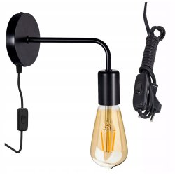 Lampa ścienna KINKIET stały LOFT 1x E27 z włącznikiem on/off na kablu AC