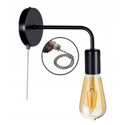 Lampa ścienna KINKIET stały LOFT 1x E27 z włącznikiem on/off łańcuszkowym