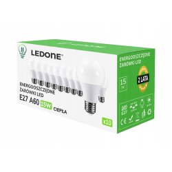 10x Żarówka LED E27 A60 15W Barwa biała CIEPŁA Premium Zestaw LEDOWY