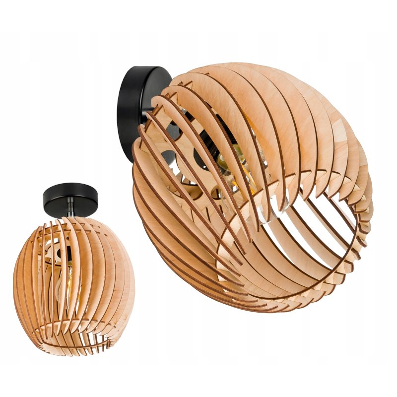 LAMPA sufitowa KINKIET ścienny na E27 ruchomy loft BECZUŁKA 20cm Drewno
