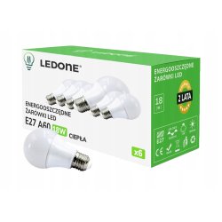 6x Żarówka LED E27 A60 18W Barwa biała CIEPŁA Premium Zestaw LEDOWY