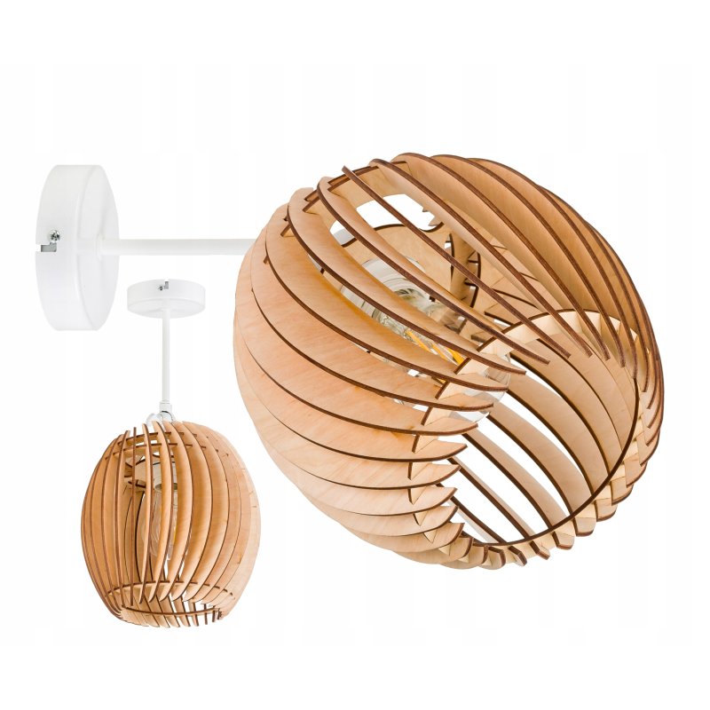LAMPA sufitowa KINKIET ścienny na E27 ruchomy loft BECZUŁKA 20cm Drewno