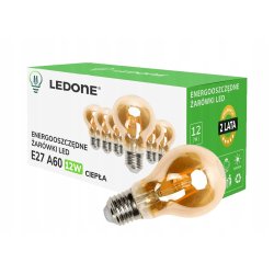 6x Żarówka LED filament E27 A60 12W CIEPŁA retro Vintage Zestaw LEDOWY