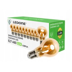 10x Żarówka LED filament E27 A60 12W CIEPŁA retro Vintage Zestaw LEDOWY