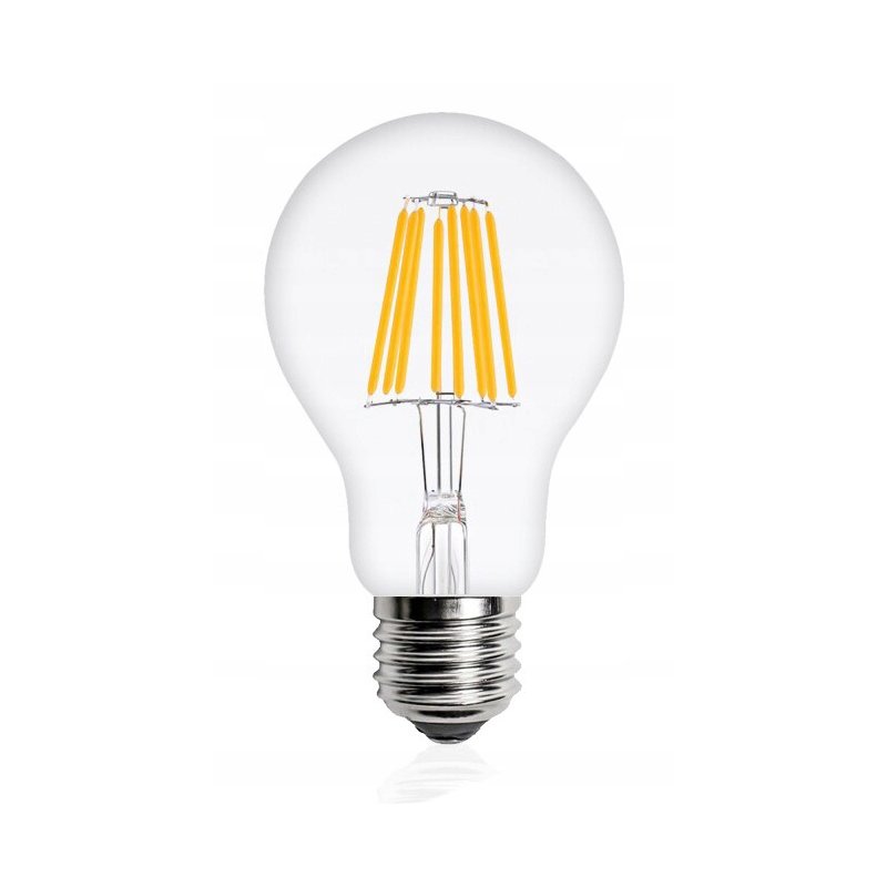 10x Żarówka LED filament E27 A60 12W biała CIEPŁA retro CLEAR Zestaw LEDOWY