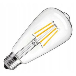 10x Żarówka LED filament E27 ST64 6W biała CIEPŁA retro CLEAR Zestaw LEDOWY