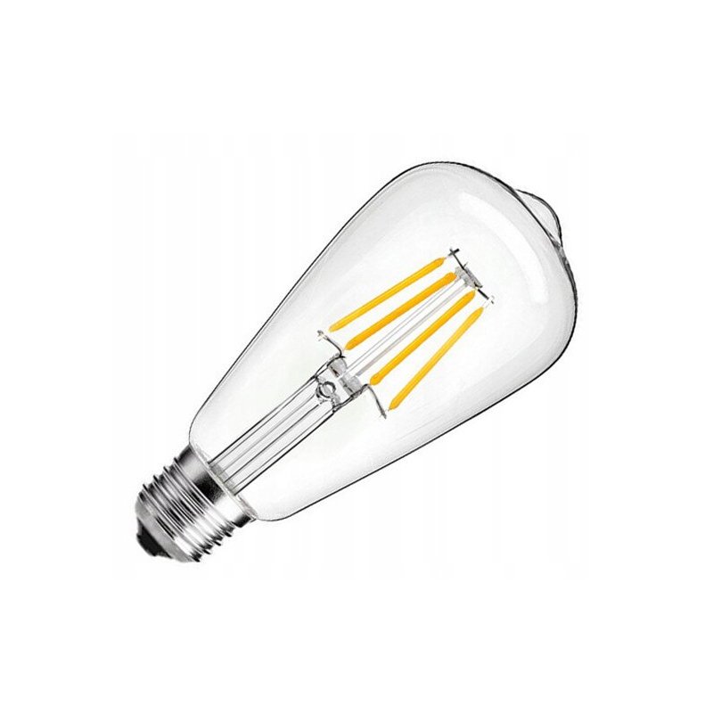 10x Żarówka LED filament E27 ST64 6W biała CIEPŁA retro CLEAR Zestaw LEDOWY