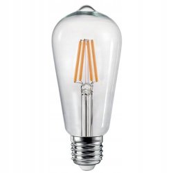 10x Żarówka LED filament E27 ST64 6W biała CIEPŁA retro CLEAR Zestaw LEDOWY