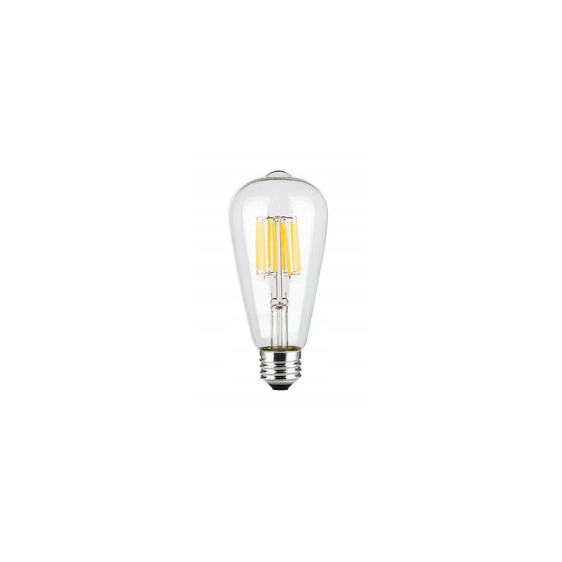 10x Żarówka LED filament E27 ST64 6W biała CIEPŁA retro CLEAR Zestaw LEDOWY