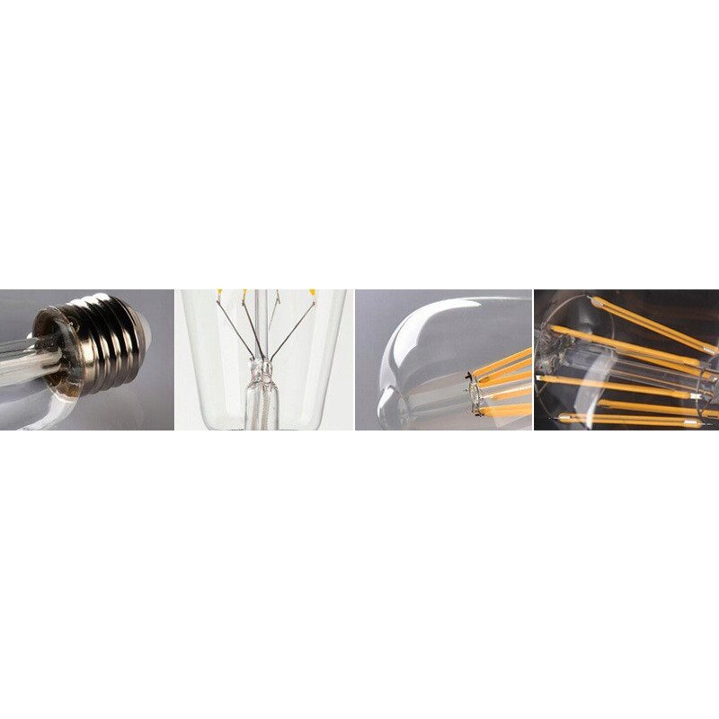 10x Żarówka LED filament E27 ST64 6W biała CIEPŁA retro CLEAR Zestaw LEDOWY