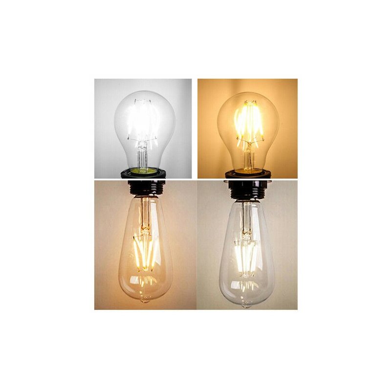 10x Żarówka LED filament E27 A60 8W biała ZIMNA retro CLEAR Zestaw LEDOWY