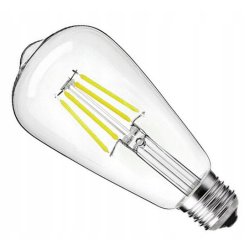 6x Żarówka LED filament E27 ST64 6W biała ZIMNA retro CLEAR Zestaw LEDOWY