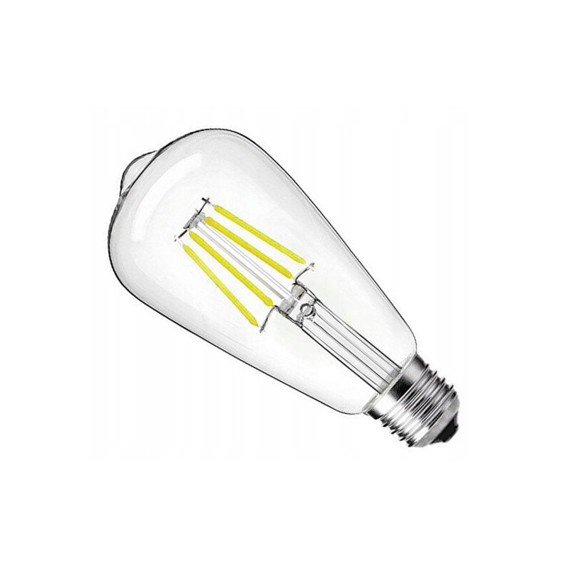 6x Żarówka LED filament E27 ST64 6W biała ZIMNA retro CLEAR Zestaw LEDOWY