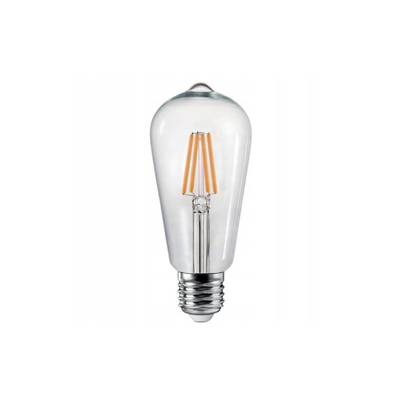 6x Żarówka LED filament E27 ST64 6W biała ZIMNA retro CLEAR Zestaw LEDOWY
