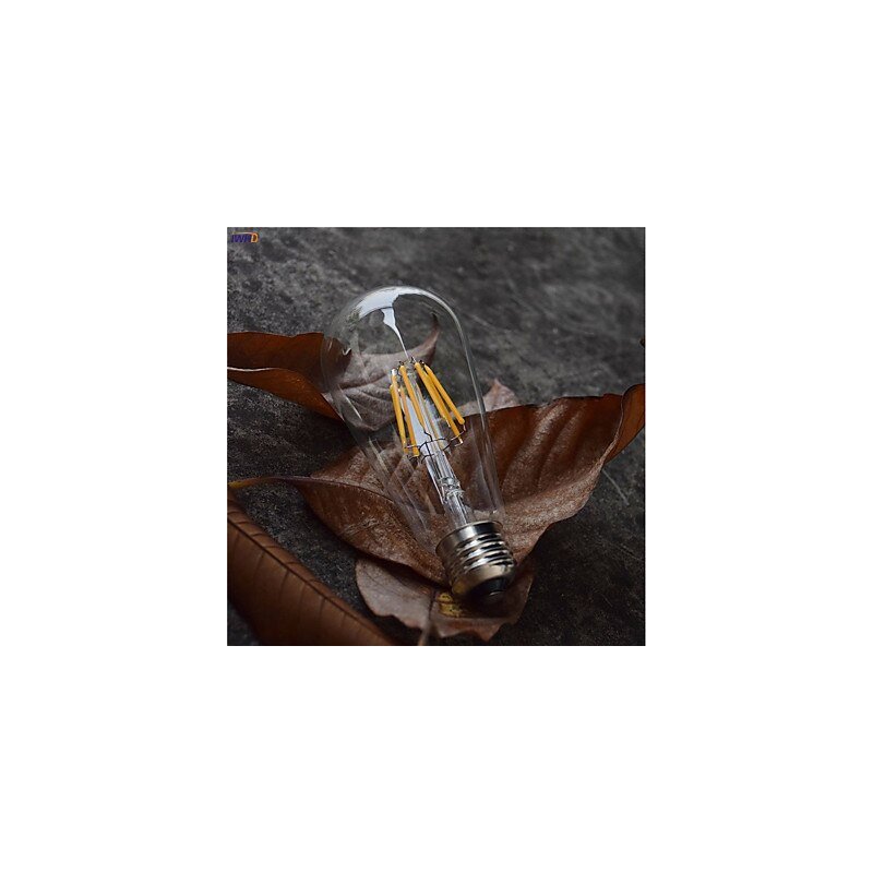 6x Żarówka LED filament E27 ST64 6W biała ZIMNA retro CLEAR Zestaw LEDOWY