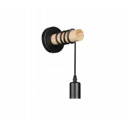 Lampa Kinkiet Ścienny drewniany na 1xE27 LED Zwis na kablu LOFT Czarny