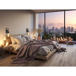Lampa Kinkiet Ścienny drewniany na 1xE27 LED Zwis na kablu LOFT Czarny
