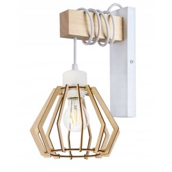 Lampa Kinkiet Ścienny drewniany LED Zwis na kablu klosz 1xE27 LOFT Biały