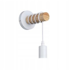 Lampa Kinkiet Ścienny drewniany na 1xE27 LED Zwis na kablu LOFT Biały