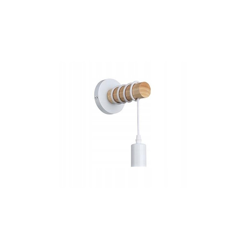 Lampa Kinkiet Ścienny drewniany na 1xE27 LED Zwis na kablu LOFT Biały