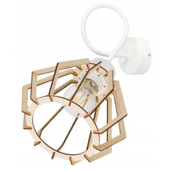 Lampa kinkiet E27 ścienny loft brylant drewno + włącznik on/off łańcuszkowy