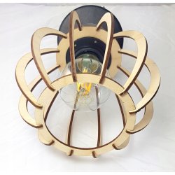 Lampa kinkiet na E27 ścienny loft kula drewno + włącznik on/off łańcuszkowy