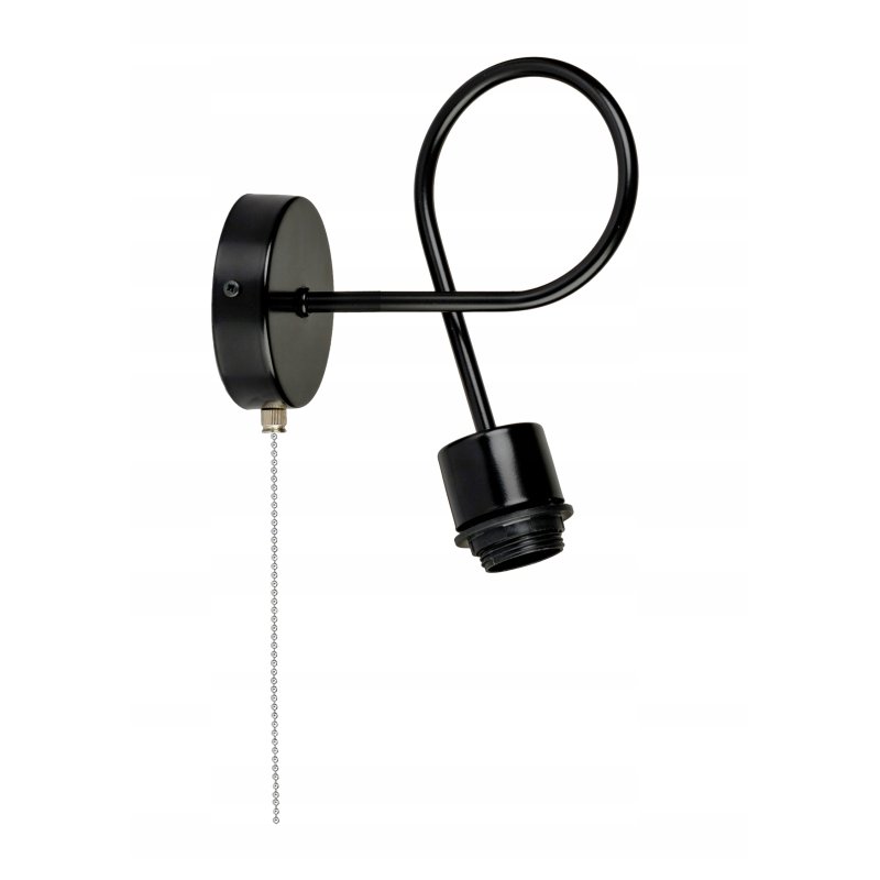 Lampa kinkiet E27 ścienny loft KULA XL drewno + włącznik on/off łańcuszkowy