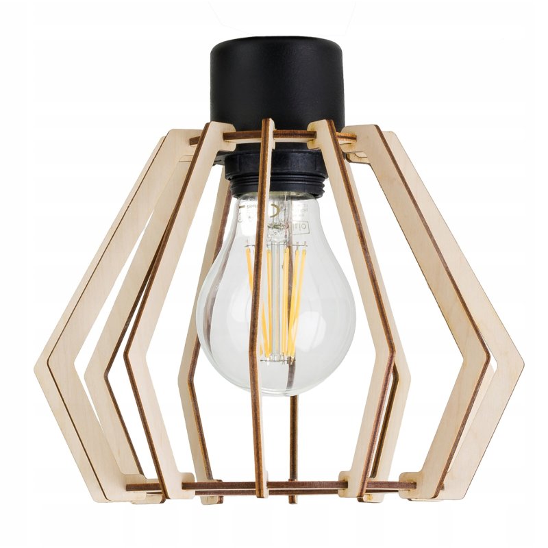 Lampa kinkiet E27 ścienny loft brylant drewno + włącznik on/off łańcuszkowy