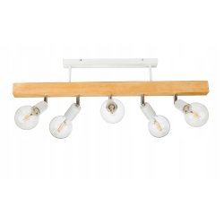 LAMPA drewniana belka wisząca sufitowa ŻYRANDOL PLAFON LOFT BIAŁY na 5x E27