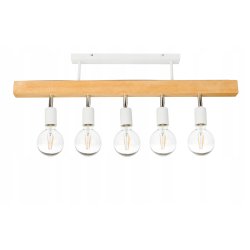 LAMPA drewniana belka wisząca sufitowa ŻYRANDOL PLAFON LOFT BIAŁY na 5x E27