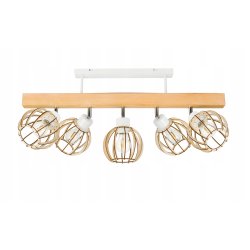 LAMPA drewniana belka sufitowa ŻYRANDOL PLAFON LOFT BIAŁY na 5x KLOSZ E27