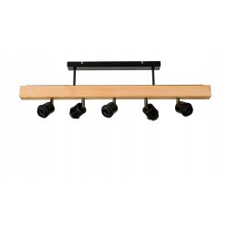 LAMPA drewniana belka sufitowa ŻYRANDOL PLAFON LOFT CZARNY na 5x KLOSZ E27