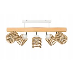 LAMPA drewniana belka sufitowa ŻYRANDOL PLAFON LOFT BIAŁY na 5x KLOSZ E27
