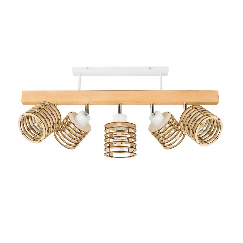 LAMPA drewniana belka sufitowa ŻYRANDOL PLAFON LOFT BIAŁY na 5x KLOSZ E27