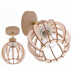 LAMPA sufitowa KINKIET ścienny regulowany E27 KASZMIR beż ecru klosz DREWNO